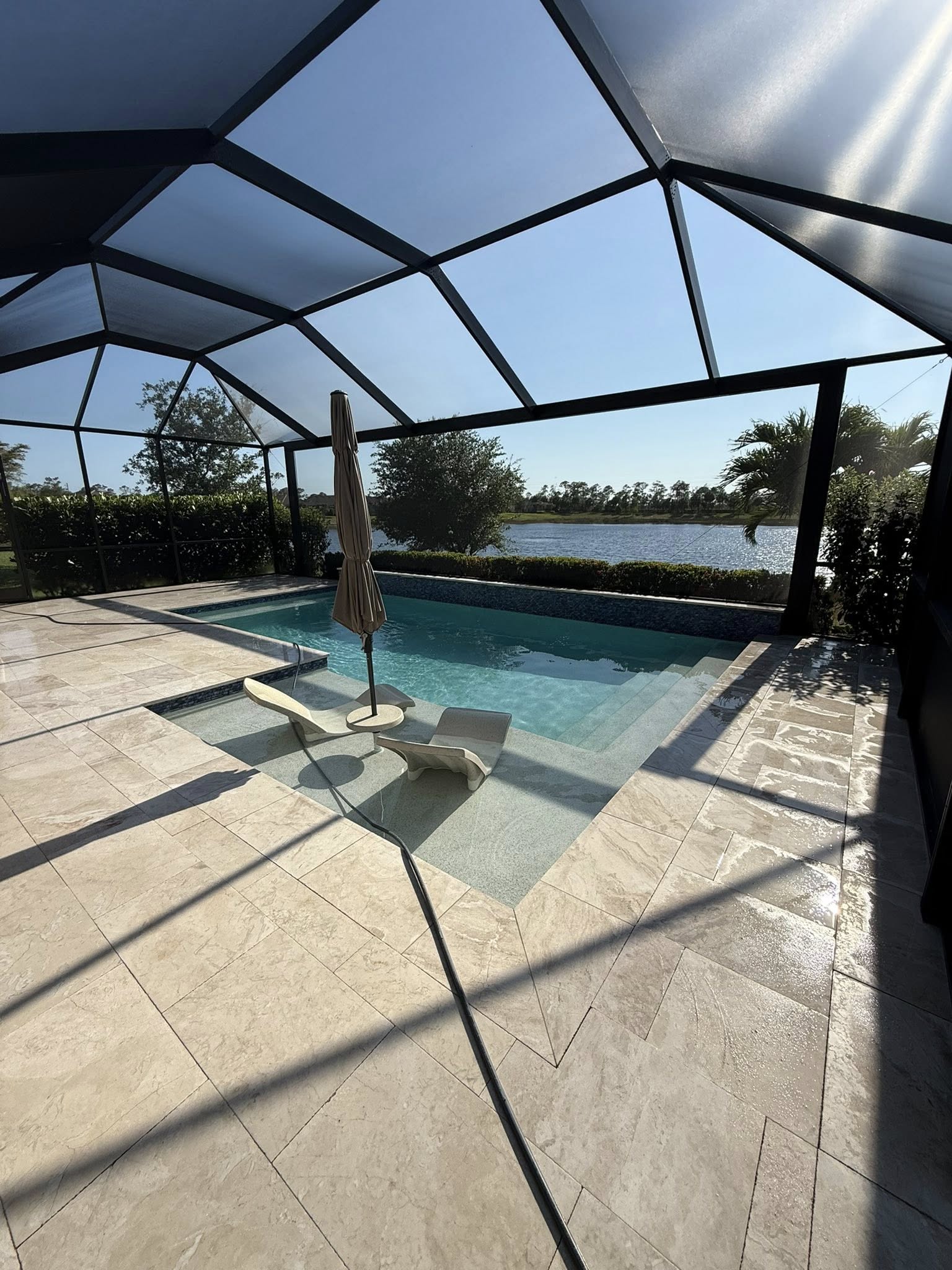 pool deck after
