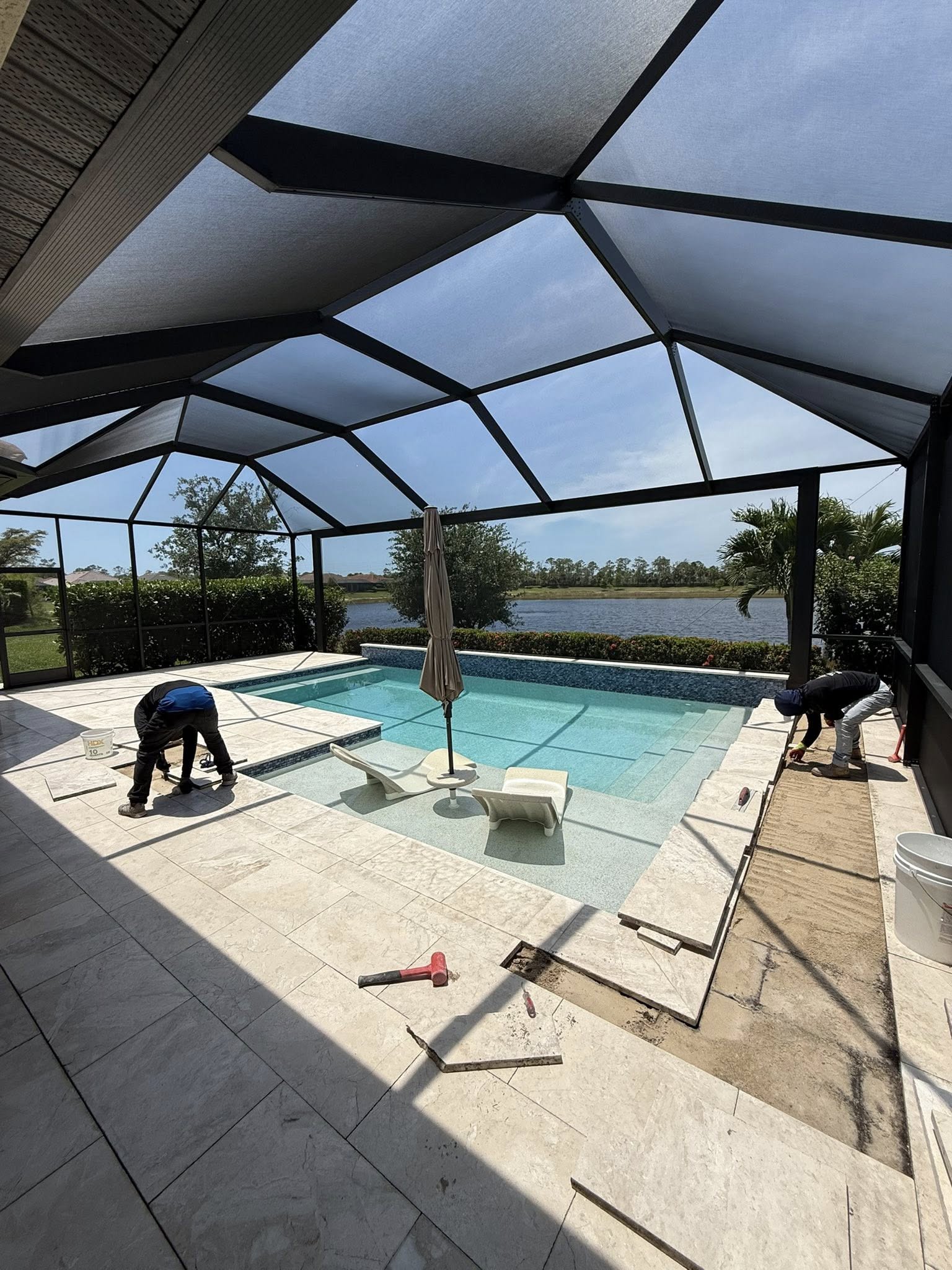 pool deck before