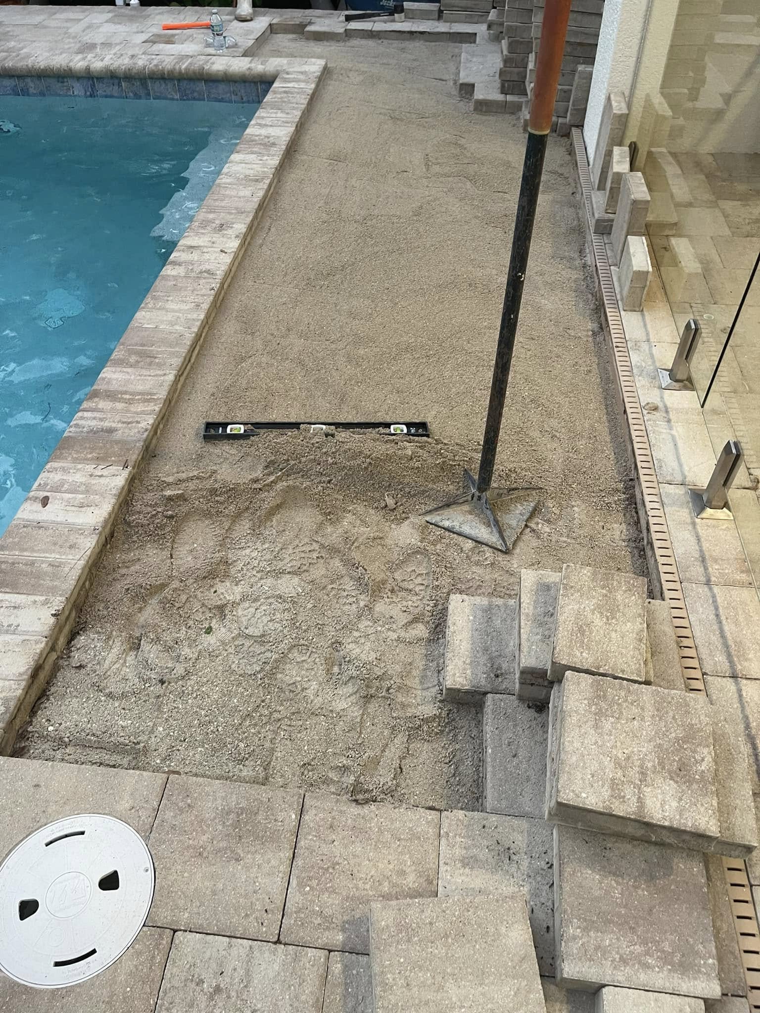 pool deck paver install
